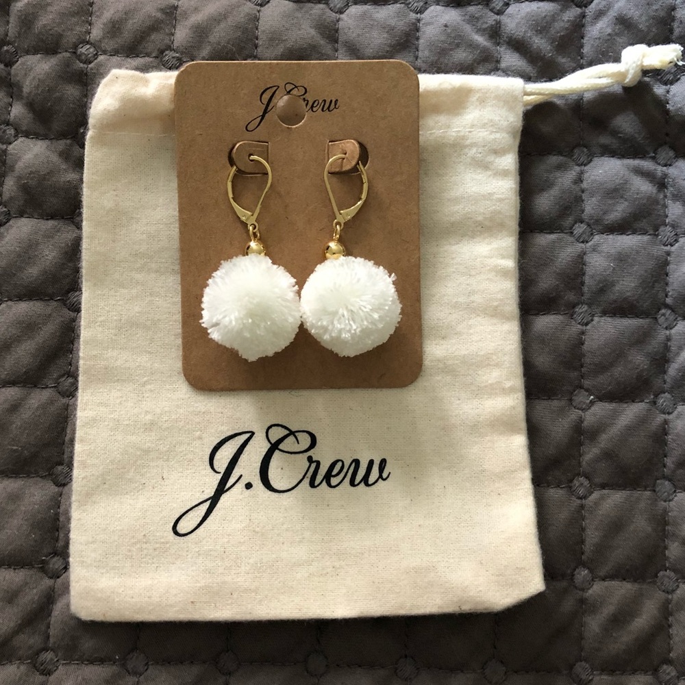 NEW White J Crew Pom Pom Earrings!